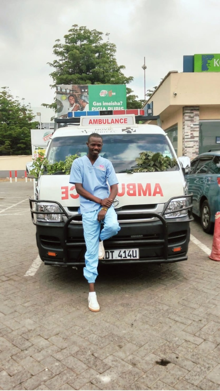 Novic Medical clinical team member with the hospital ambulance