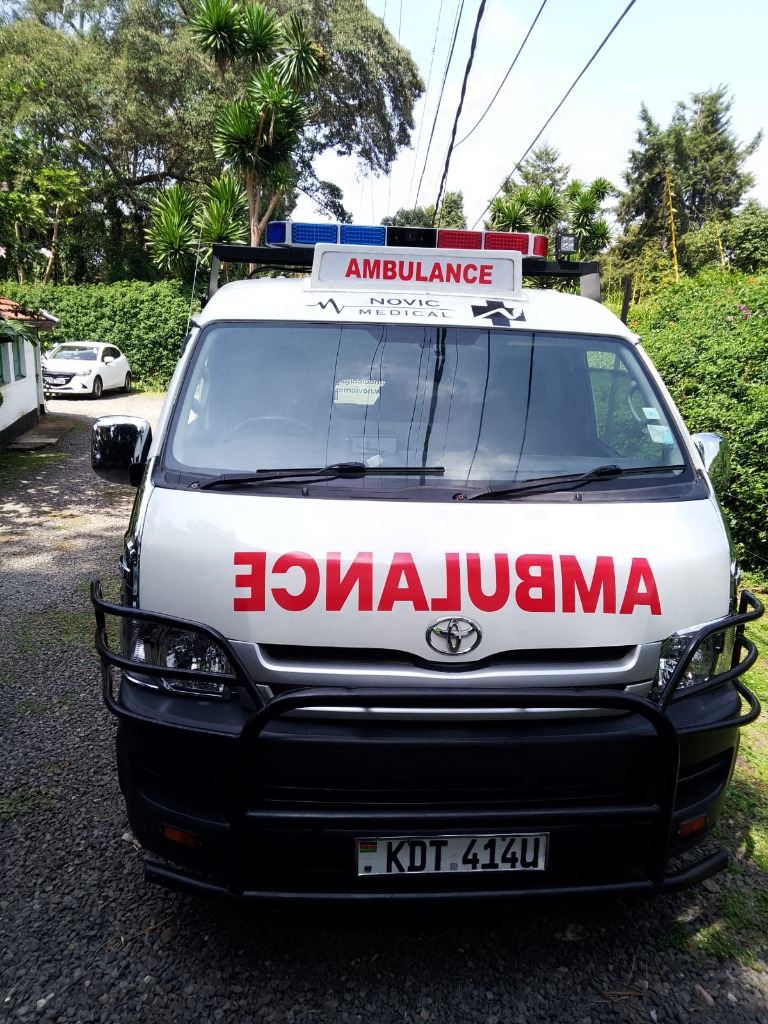 Novic Medical and Maternity Hospital ambulance, front view
